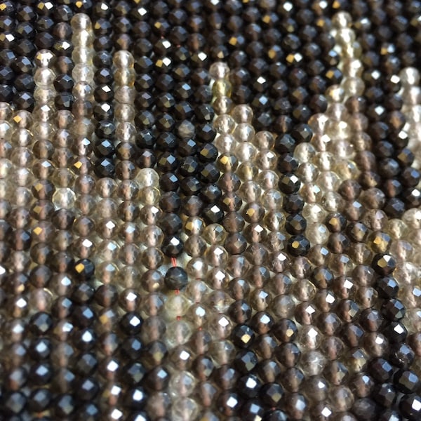 Natural gemstone beads smoky quartz  beads . 3mm beads faceted cut . Multi color bead . Natural smoky quartz beads Full strand beads 15.5’