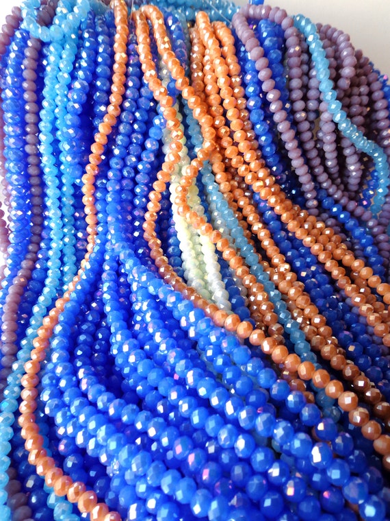 Glass Beads, 4 mm, 1 mm, Yellow, 45 pc, 1 Strand