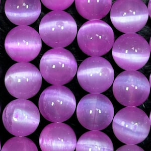 AAA Natural Selenite Gemstone Bead, 8mm 10mm Round Bead, Gorgeous Pink Color Loose Selenite Gemstone Beads, Full Strand 15.5"