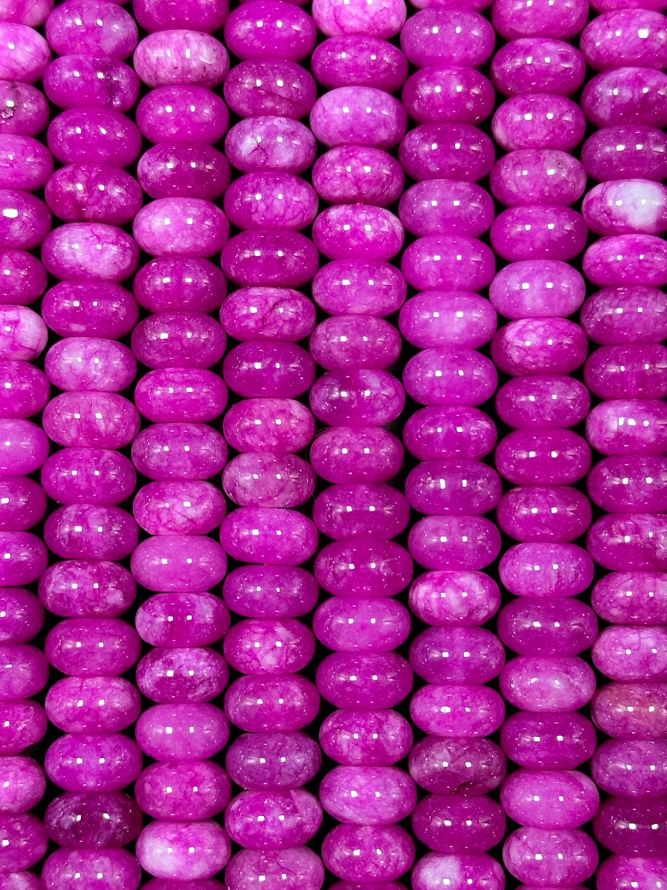 20 Perles Pierre Jade – Boules 6 Mm, Rose Fuchsia/rubis/framboise, Lot Neuf, Fait Main