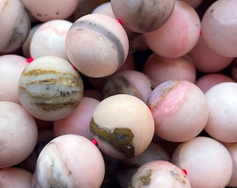 AAA Natural pink opal stone bead . 6mm 8mm 10mm 12mm matte finished round bead . Gorgeous natural pink color with black brown pink opal bead