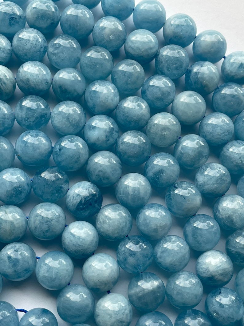 AAA Natural Aquamarine Stone Beads 4mm 6mm 8mm 9mm 10mm 12mm Gorgeous, Clear Blue Aquamarine Gemstone High Quality Gemstone Strand image 2