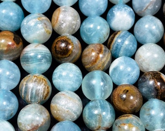 AAA Natural blue calcite gemstone round bead. 6mm 8mm 10mm . Gorgeous natural blue brown color excellent quality gemstone bead. Full strand