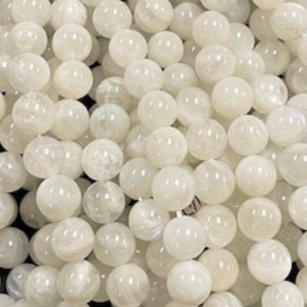 AA natural moonstone bead 8mm 10mm round white moonstone bead . Beautiful natural white color moonstone. Great quality. 15.5