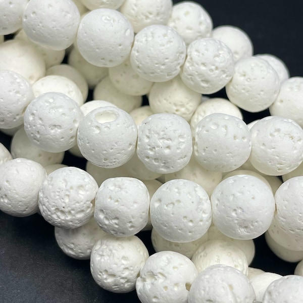 AAA Natural lava rock stone bead. 4mm 6mm 8mm 10mm 12mm round bead. Beautiful natural white color lava rock bead. Full strand length 15.5”