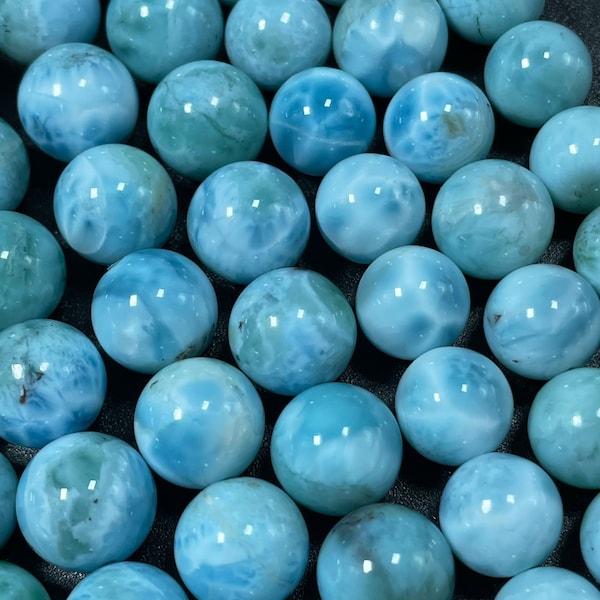 AA+ Natural Larimar Gemstone Round Bead 5mm 6mm 8mm 10mm 12mm Round Bead Beautiful 100% Natural Blue Larimar Bead Loose Larimar Beads