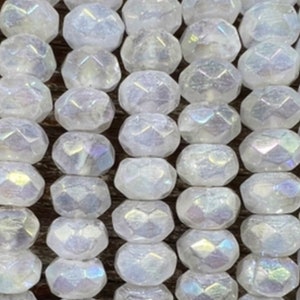 Perline di pietra di luna mistica naturale sfaccettata rondella 5 x 8 mm, bellissimo colore bianco, perlina sciolta, pietra preziosa sciolta, gioielli fatti a mano, filo intero 15,5&quot;