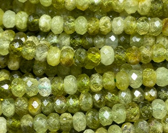 AAA natural green garnet gemstone bead. 3x5mm Roundell shape . Beautiful natural olive green color green garnet gemstone bead. High quality