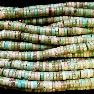Natural Turquoise Heishi 8x3mm Rondelle Full Strand 16&quot; Light Green Turquoise Great for Jewelry Making!