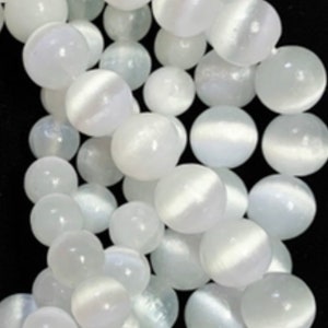 AAA Natural Selenite stone bead . 4mm 6mm 8mm 10mm 12mm round bead  gorgeous natural white color selenite gemstone bead.full strand 15.5”