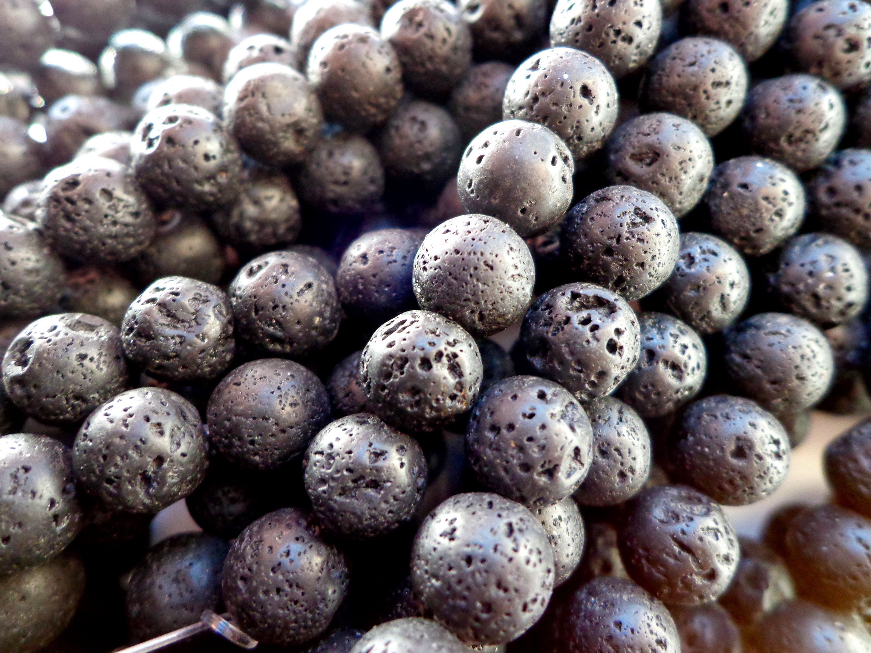 38 Perline In Pietra Lavica Vulcanica Naturale, Rotonde - Foto 10