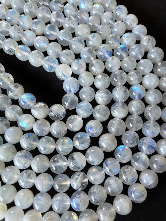 AAA天然ブルーフラッシュムーンストーン（4mm、6mm、8mm、10mm、12mm