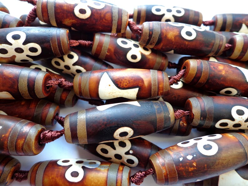 Full length 15.5 Great Quality Beads Tube Shape Beads 40x11mm AAA Natural Tibetan Agate Gemstone Beads Beautiful Brown Beads