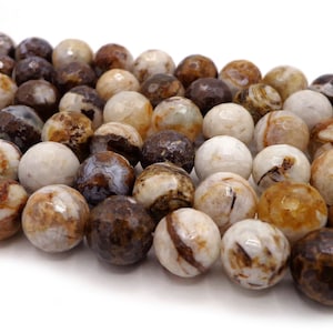 NATURAL Gemstone Brown Zebra Jasper, Faceted Round 6mm 8mm 10mm 12mm. Beautiful natural brown white color bead . Great quality gemstone.