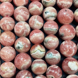 Natural rhodochrosite gemstone bead. AAA grade . 4mm 5.5mm 6mm 8mm 9mm 10mm 12mm round bead. natural pink berries color rhodochrosite bead