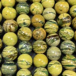 AAA natural yellow green opal stone bead. 6mm 8mm 10mm round bead. Gorgeous natural yellow brown green color opal bead. Unique gemstone bead