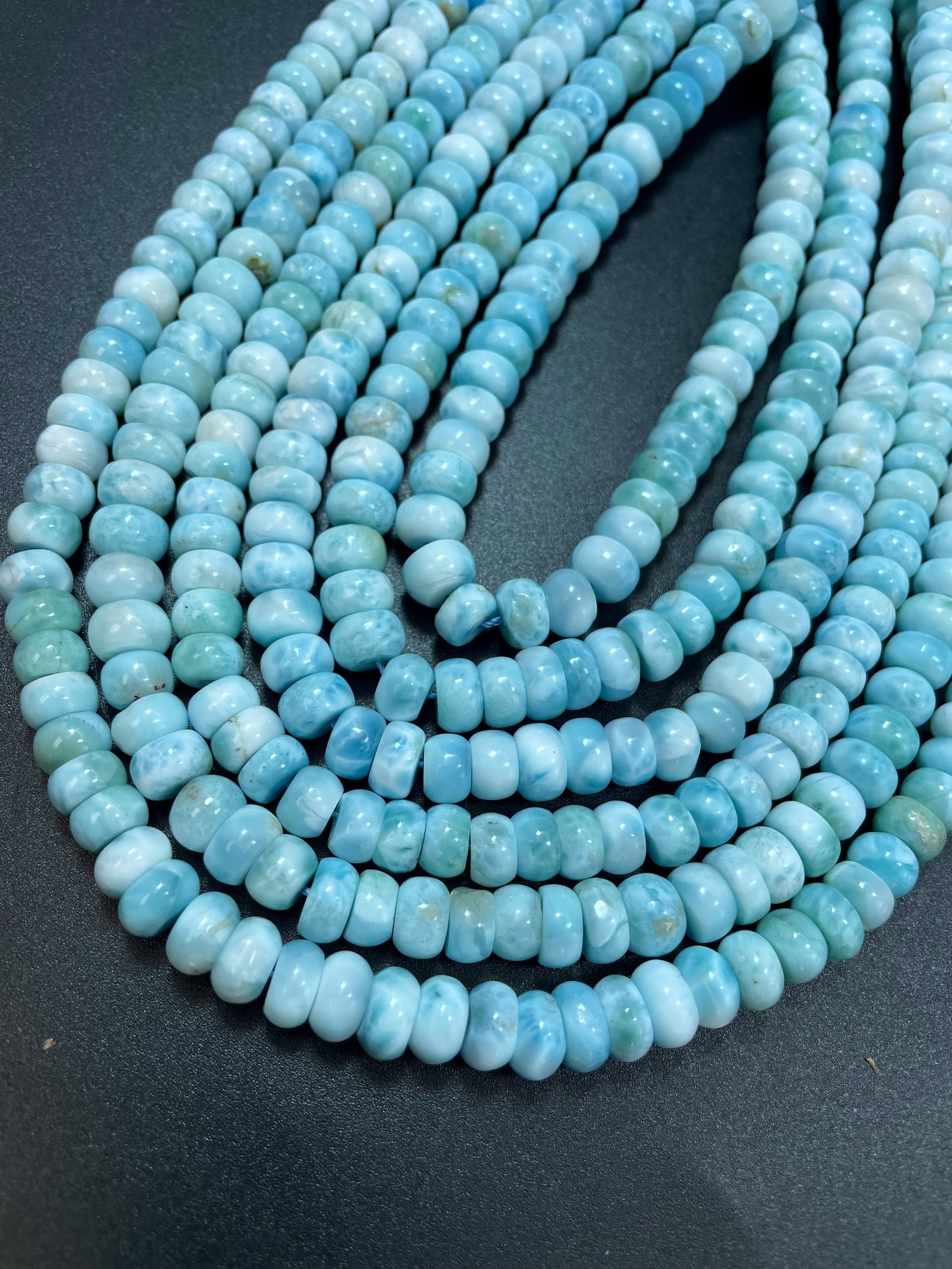 AA +100% Natural Larimar Gemstone Bead. 8mm Rondelle Shape. Beautiful ...