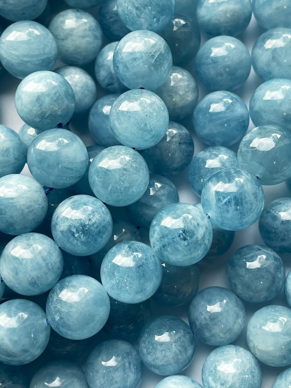 Perles D'aigue-marine Qualité AA - Tailles 6 Mm, 8 Mm, 10 Mm - Pour Création De Bijoux - Neuf