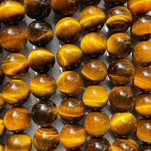 AAA Natural tiger eye stone bead . 4mm 6mm 8mm 10mm 12mm round bead. Gorgeous golden brown color tiger eye . Great quality gemstone . 15.5 image 3