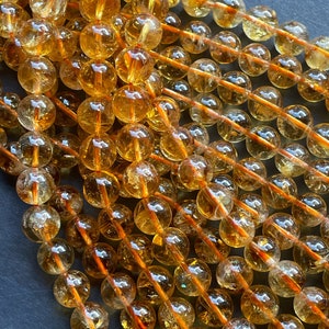 AAA super nice quality natural citrine stone bead. 6mm8mm 9mm 10mm round bead . Gorgeous natural golden yellow gemstone Full strand 15.5 image 8