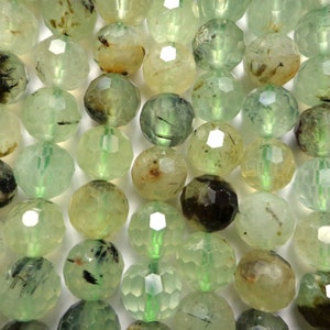 Natural Gemstone Prehnite, Round Faceted bead, 6mm, 8mm, 10mm, Gorgeous natural green color! Great Quality Gemstone!! Approximately 15.5&quot;