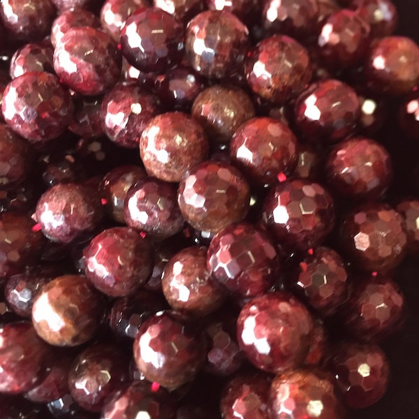 AAA Natural garnet stone bead . Faceted 4mm 6mm.8mm 10mm 12mm round bead . Gorgeous natural dark red color garnet gemstone bead . Loose bead