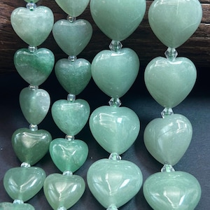 Natural Aventurine Gemstone Bead  14mm & 20mm Heart Shape Bead, Gorgeous Natural Green Color Aventurine Stone Beads 15.5" Strand