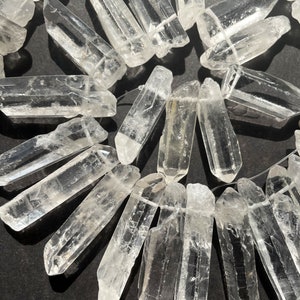 Natural rock crystal quartz stone bead. 10x35mm . Beautiful ice clear rock crystal quartz gemstone bead. Super clear. Full strand 15.5”