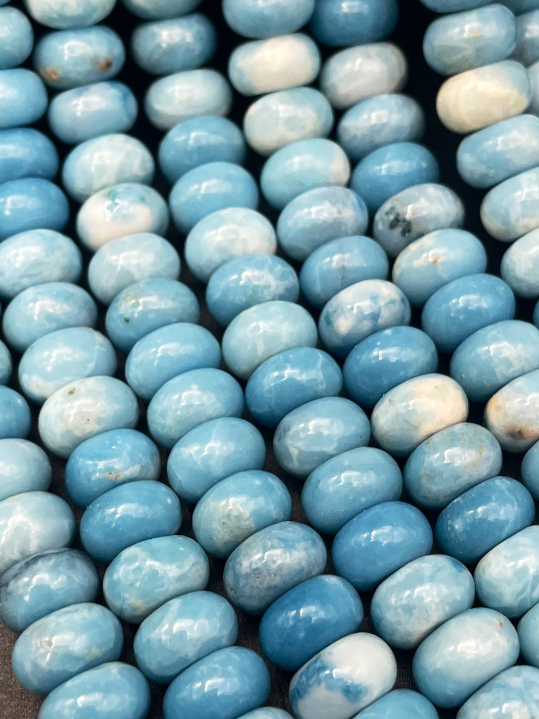 Beautiful Natural Blue Larimar Quartz. 5x8mm 6x9mm Rondelle Shape ...