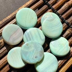 Natural dragon skin agate stone bead. 20mm 25mm coin shape stone bead . Gorgeous green blue color gemstone bead . Great for pendant bead.