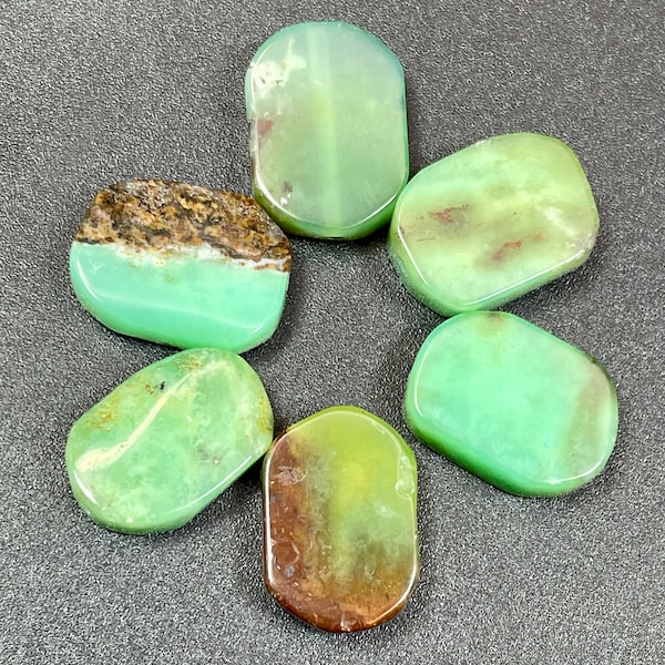 AAA Natural Chrysoprase Gemstone bead 12x15mm. Smooth oval shape, Gorgeous Green and Brown Color, Great Quality stone bead pendant.