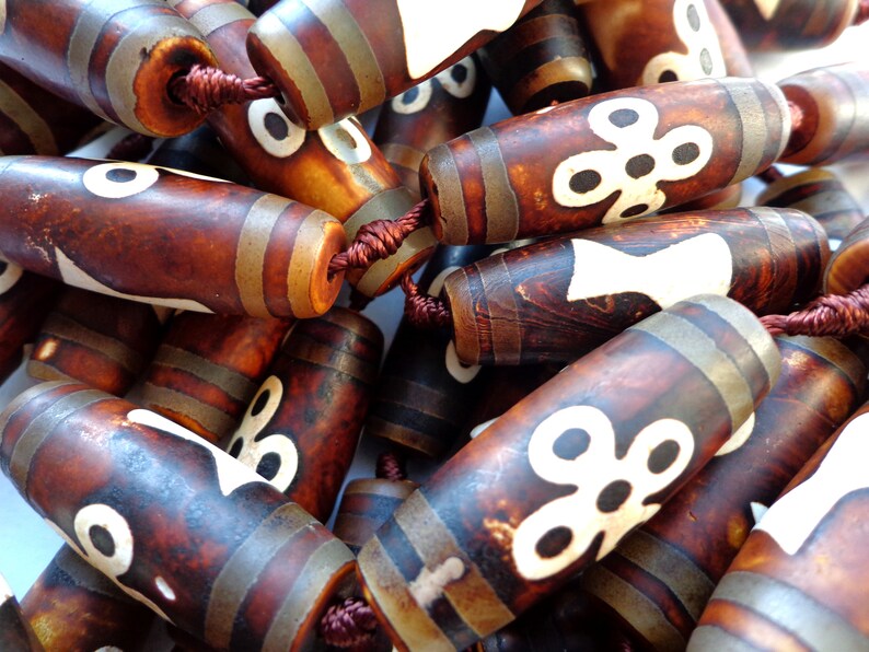 Full length 15.5 Great Quality Beads Tube Shape Beads 40x11mm AAA Natural Tibetan Agate Gemstone Beads Beautiful Brown Beads