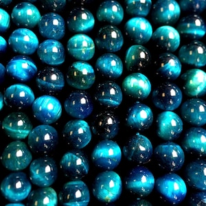 AAA  tiger eye bead . Turquoise blue color gemstone beads . Gorgeous tiger eye stone bead . 4mm 6mm 8mm 10mm 12mm. Round bead . 15.5” strand