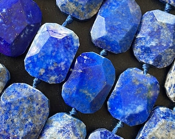 AA Natural lapis lazuli stone bead. Faceted 15x20mm rectangle shape . Guaranteed natural blue color lapis lazuli gemstone. Full strand 15.5”