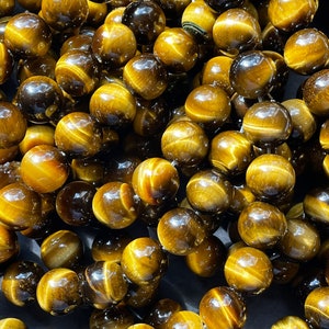 AAA Natural tiger eye stone bead . 4mm 6mm 8mm 10mm 12mm round bead. Gorgeous golden brown color tiger eye . Great quality gemstone . 15.5 image 8