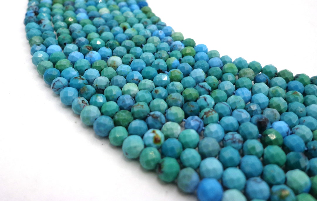 Wholesale Natural Turquoise Faceted Round Gemstone Beads