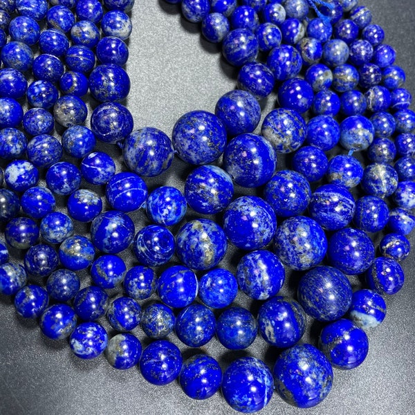 AAA natural lapis lazuli stone bead. Graduated shape. Gorgeous natural royal blue color. Lapis lazuli bead. 8mm round bead. Loose stone bead