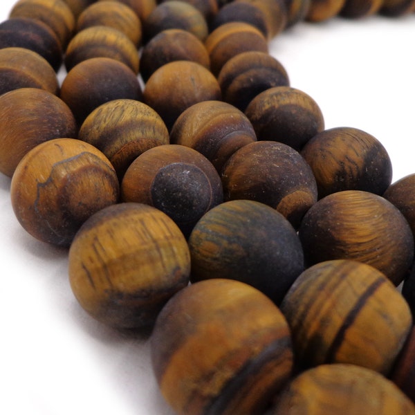 NATURAL Gemstone Matte Tiger Eye, Round 6mm 8mm 10mm,12mm, Full Strand 16" Great for JEWELRY making! Not treated in anyway! AAA Quality!