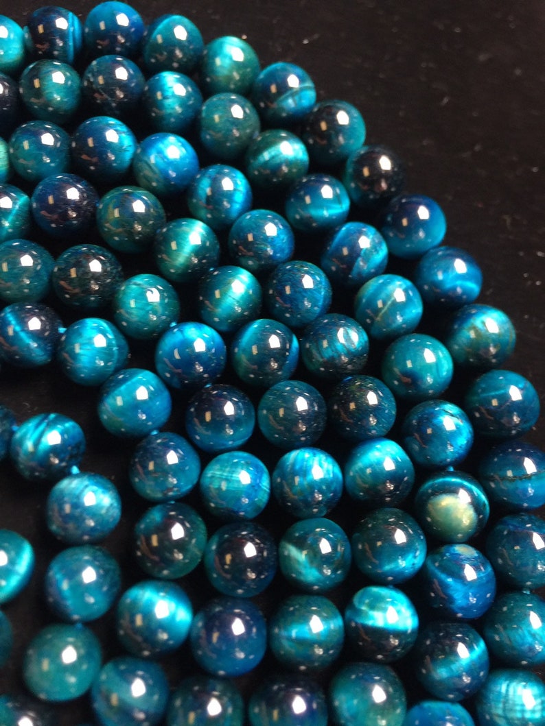 AAA tiger eye bead . Turquoise blue color gemstone beads . Gorgeous tiger eye stone bead . 4mm 6mm 8mm 10mm 12mm. Round bead . 15.5 strand image 5