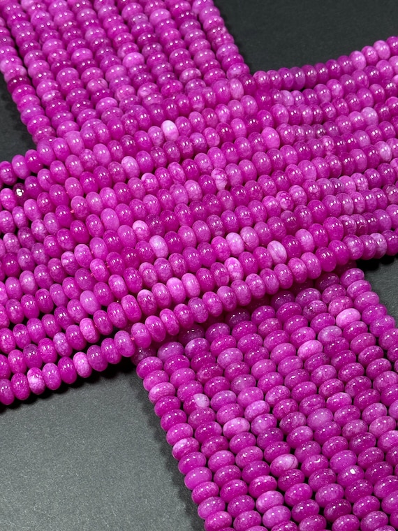 20 Perles En Pierre Jade Boules 6mm Rose Fuchsia - Neuf - Pour Création Bijoux