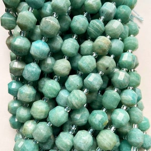 Natural amzonite stone bead . 10mm Faceted cut amzonite bead . Beautiful natural green blue color bead . Great quality gemstone. Full strand
