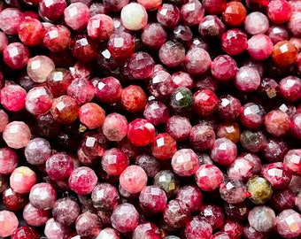 Perle de pierre rubis rouge naturelle AAA. Perle rubis facettée de 4 mm. Magnifique perle rubis rouge rubis naturelle. brin complet 15,5 po.