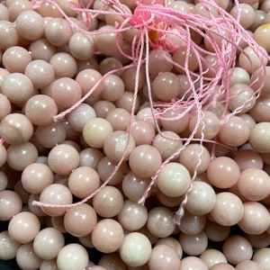 Perlina di pietra preziosa di opale rosa naturale. Perlina rotonda da 6 mm, 8 mm e 10 mm. Bellissima perlina di pietra preziosa di opale rosa chiaro naturale. Perlina sciolta. Alta qualità