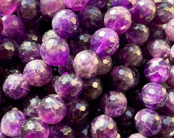 AAA Natural amethyst bead. 6mm 8mm 10mm 12mm faceted amethyst bead . Gorgeous purple color gemstone bead. Full strand 15.5 strand