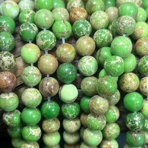 Natural Sea Sediment Gemstone Bead 6mm 8mm 10mm Round Beads, Beautiful Yellow GREEN BEIGE Color Imperial  Beads Full Strand 15.5&quot;