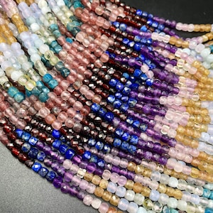 AAA Natural multi quartz crystal bead. Faceted 2mm round bead . Beautiful natural multi color crystal quartz gemstone. Full strand 15.5”