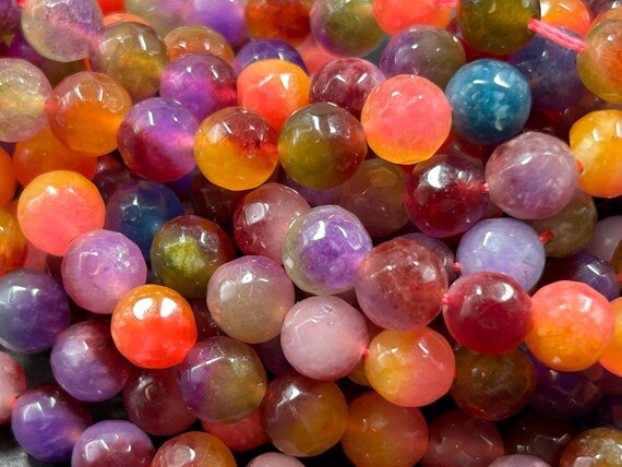 AAA Natural Berry Bliss Jade Gemstone Bead Faceted  8mm  Round Bead, Gorgeous Natural Clear multi color Jade Excellent Quality 15.5"