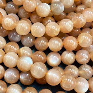 AAA Natural peach moonstone bead. 6mm 8mm 10mm round bead. Beautiful natural orange peach color moonstone. High quality gemstone.