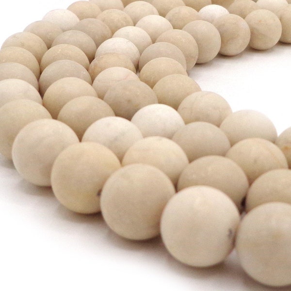 NATURAL Gemstone River Stone Jasper, Round 6mm 8mm  10mm 12mm, beautiful natural beige color. Great quality gemstone. 15.5” strand