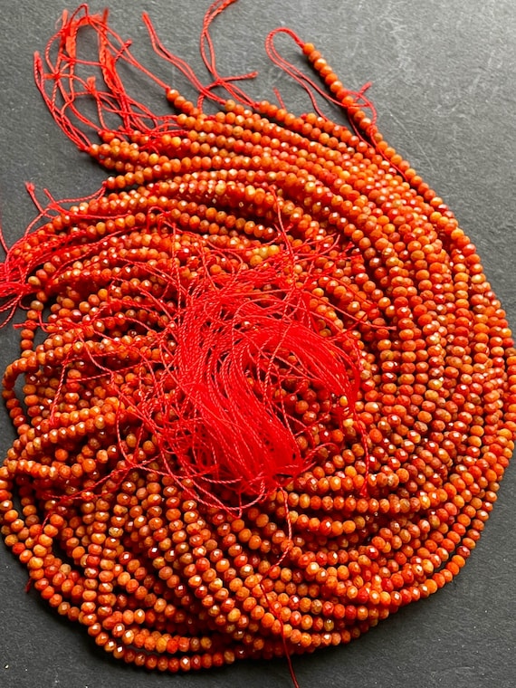 AA 100% natural red coral stone bead . Faceted 4mm round bead . Beautiful natural red orange color natural coral gemstone. Full strand 15.5”